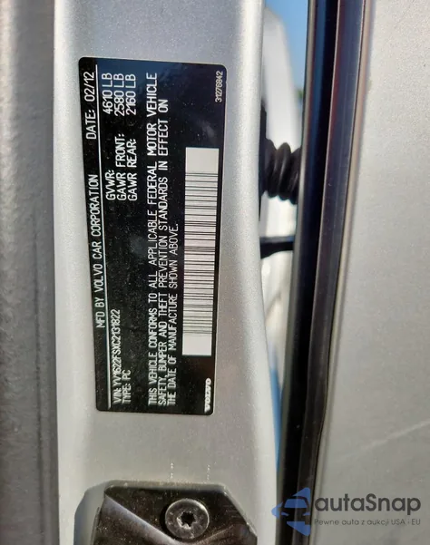 2012 Volvo S60 T5 из США, поврежденный, VIN YV1622FSXC2131822